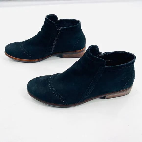 Naot Nefasi Suede Leather Blue Perforated Accent Ankle Bootie Size 40 US 9-9.5
