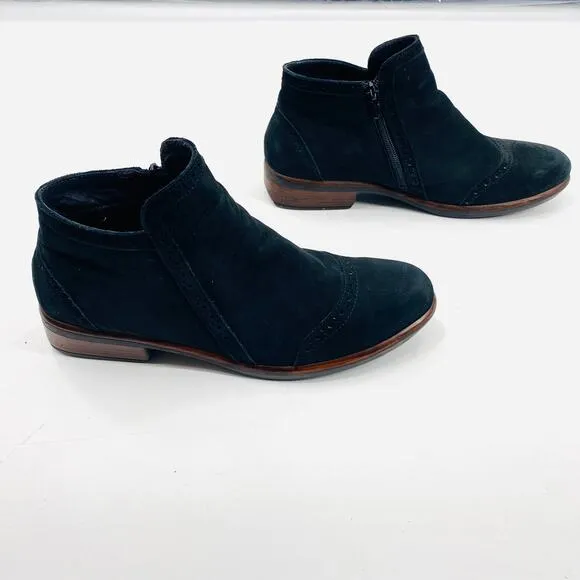 Naot Nefasi Suede Leather Blue Perforated Accent Ankle Bootie Size 40 US 9-9.5