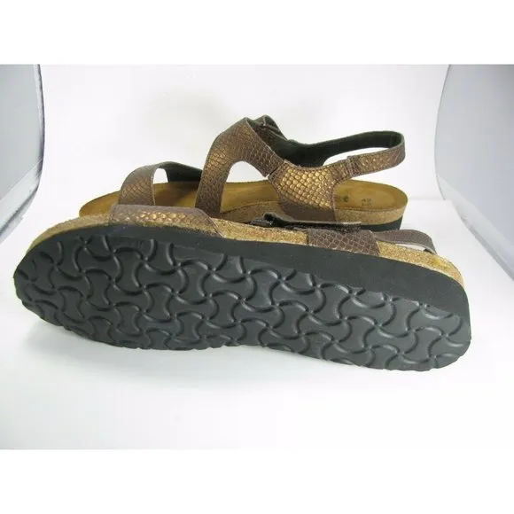 Naot Sandals women Shoes Bronze Snake Pattern Leather comfort shoes 11 42 new