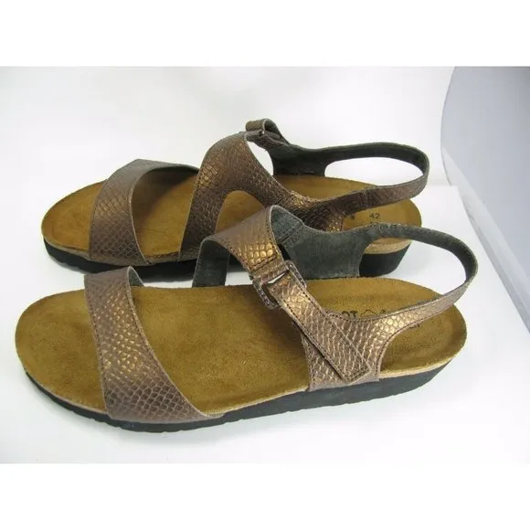 Naot Sandals women Shoes Bronze Snake Pattern Leather comfort shoes 11 42 new
