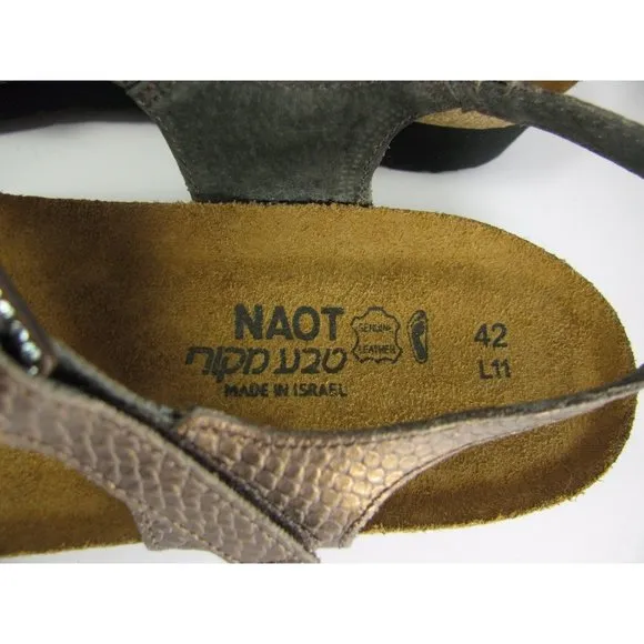 Naot Sandals women Shoes Bronze Snake Pattern Leather comfort shoes 11 42 new