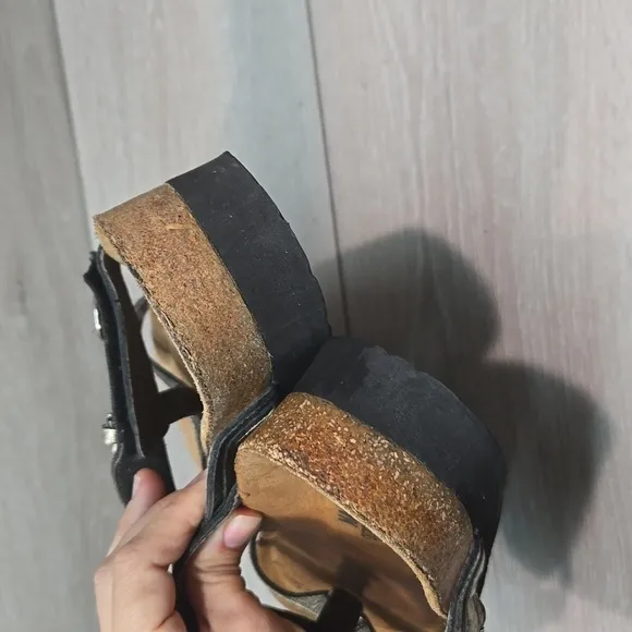 Naot Women Leather Strappy Wedge Sandals shoes sz 41/10