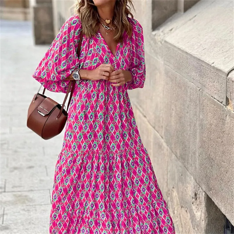 Natalli | Retro Zig-Zag Print Dress