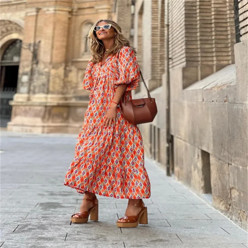 Natalli | Retro Zig-Zag Print Dress