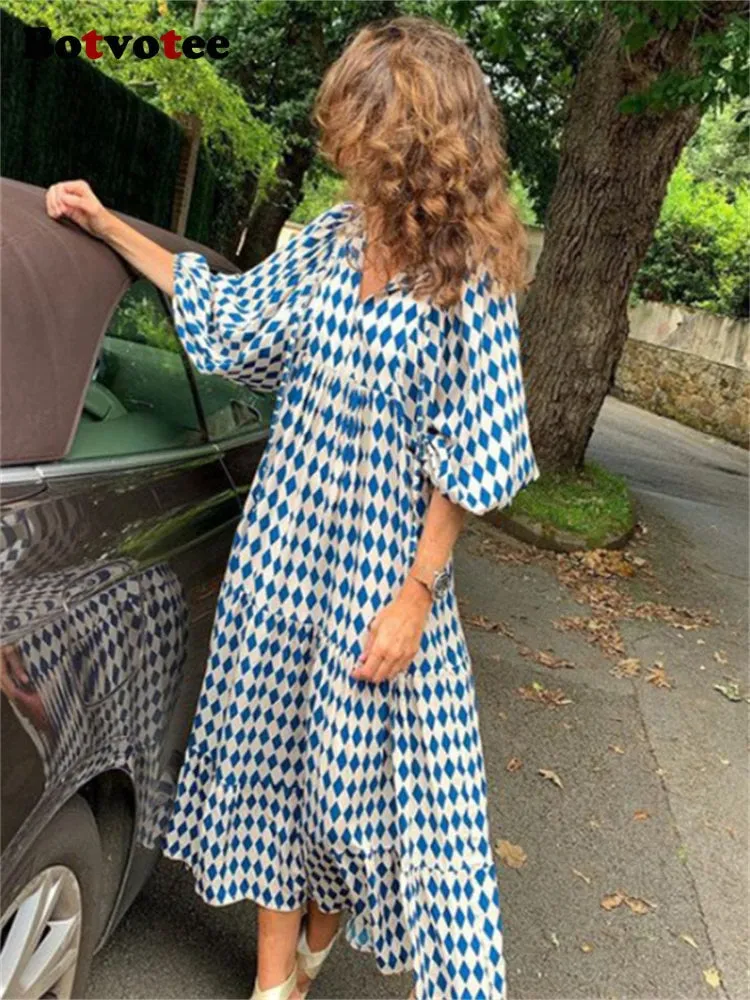 Natalli | Retro Zig-Zag Print Dress