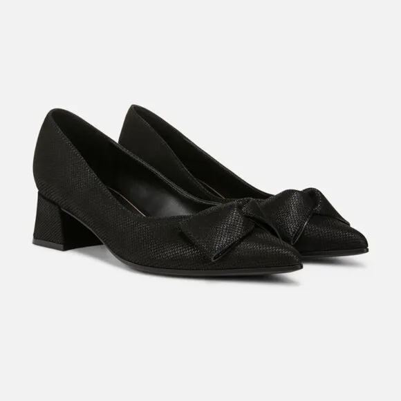 Naturalizer Mavis Bow Pump Womens 6.5M black block heel elegant comfortable