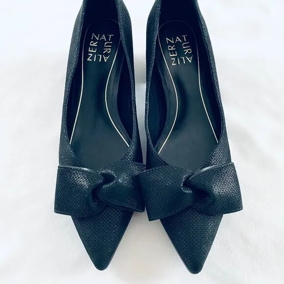 Naturalizer Mavis Bow Pump Womens 6.5M black block heel elegant comfortable