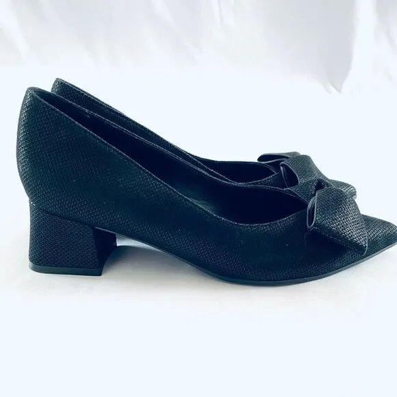 Naturalizer Mavis Bow Pump Womens 6.5M black block heel elegant comfortable