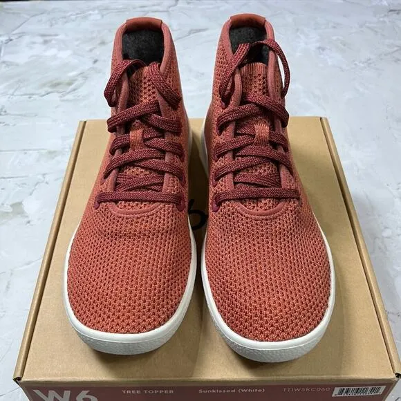 NEW Allbirds Tree Topper WOMENS 6 High Top Sneakers Shoes Sunkissed Orange White