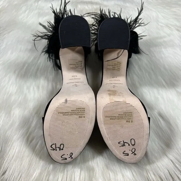 NEW Antonio Melani Size 8.5 M Black Velvet Janie Feather Platform Heels Sandals‎