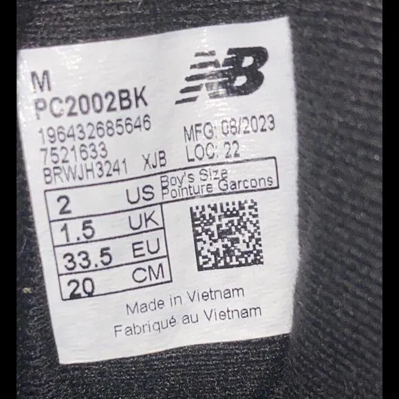 New Balance Casual Shoes Black PC2002BK Size 2