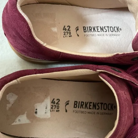 NEW BIRKENSTOCK BURGANDY red suede leather sneaker shoes MENEU42 US9 WOMEN 10.5