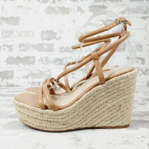 New BP Cohan Platform Espadrille Wedge Strappy Brown Nude Wedge Sandals M983