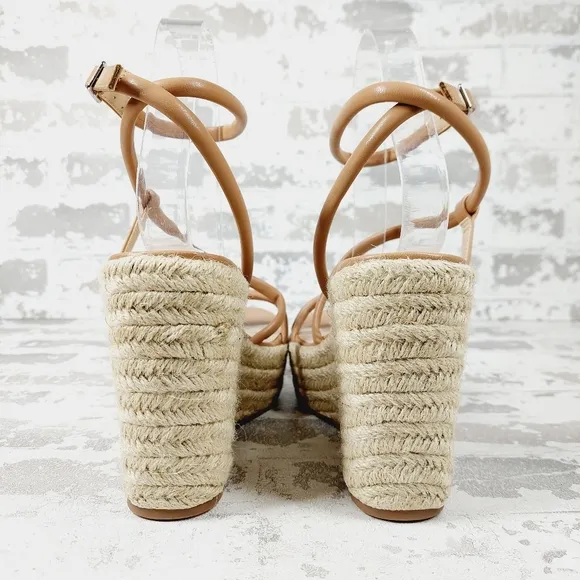 New BP Cohan Platform Espadrille Wedge Strappy Brown Nude Wedge Sandals M983