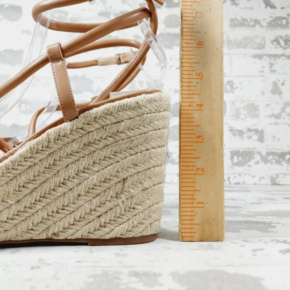 New BP Cohan Platform Espadrille Wedge Strappy Brown Nude Wedge Sandals M983