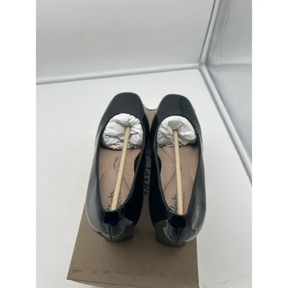 New Clarks Collection Kyndall Iris Patent Leather Pumps Black Foam Size 9M