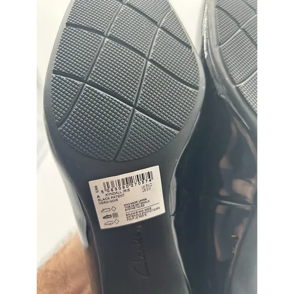New Clarks Collection Kyndall Iris Patent Leather Pumps Black Foam Size 9M