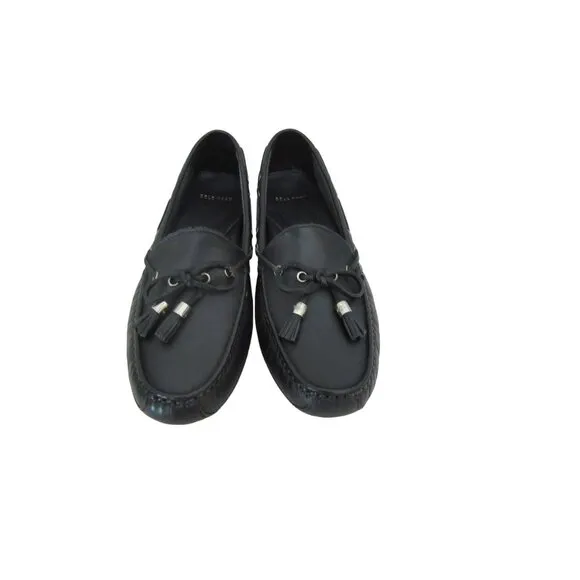 New, Cole Haan Leather Driving Black Moccasin Shoes in 7.5M w tassels