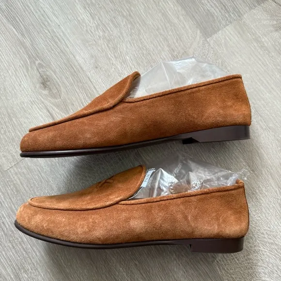 New Del Toro Men's Cognac Suede Milano Loafer Leather Shoes Suede Size 6