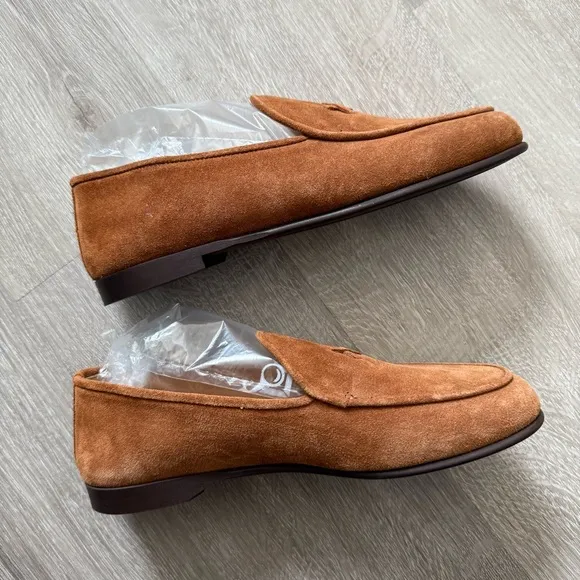 New Del Toro Men's Cognac Suede Milano Loafer Leather Shoes Suede Size 6