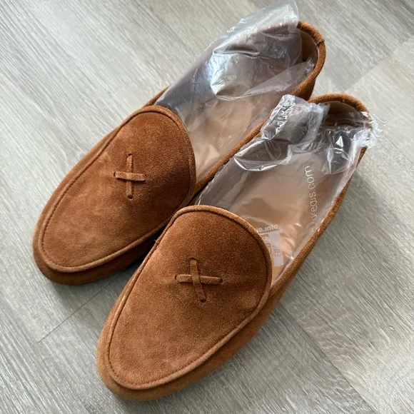 New Del Toro Men's Cognac Suede Milano Loafer Leather Shoes Suede Size 6