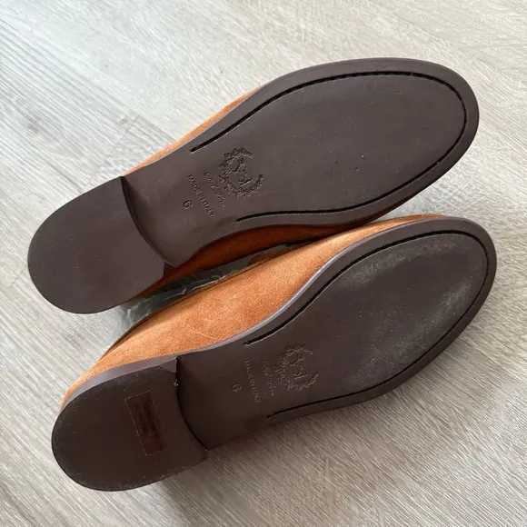 New Del Toro Men's Cognac Suede Milano Loafer Leather Shoes Suede Size 6