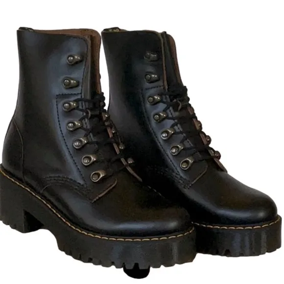 NEW DR MARTENS Leona Black Women's Boots by