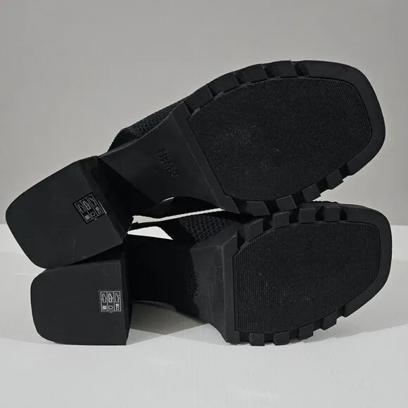 NEW Eileen Fisher Cue Heel Slingback Chunky Platform Black Stretch Knit Size 11