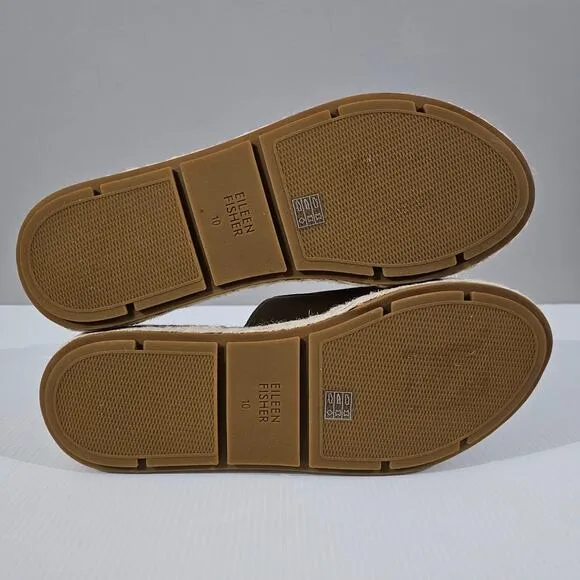 NEW Eileen Fisher Tarry Sandal Espadrille Toe Loop Wedge Tan Leather Size 10