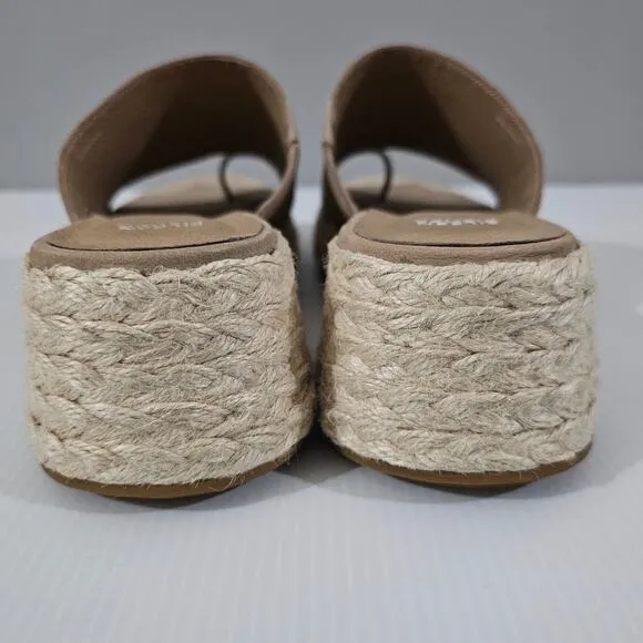 NEW Eileen Fisher Tarry Sandal Espadrille Toe Loop Wedge Tan Leather Size 10