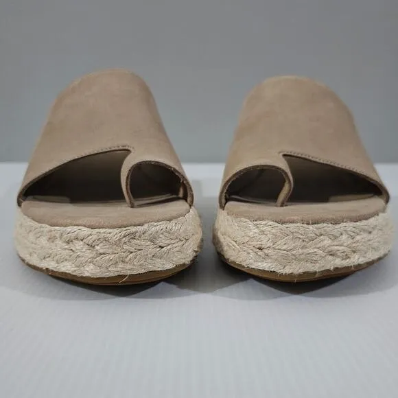 NEW Eileen Fisher Tarry Sandal Espadrille Toe Loop Wedge Tan Leather Size 10