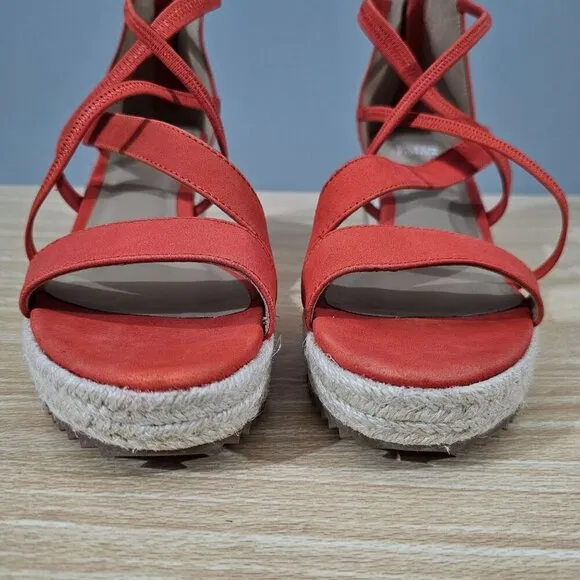 NEW Eileen Fisher Wanda Espadrille Sandal Tangela Orange Suede Size 8