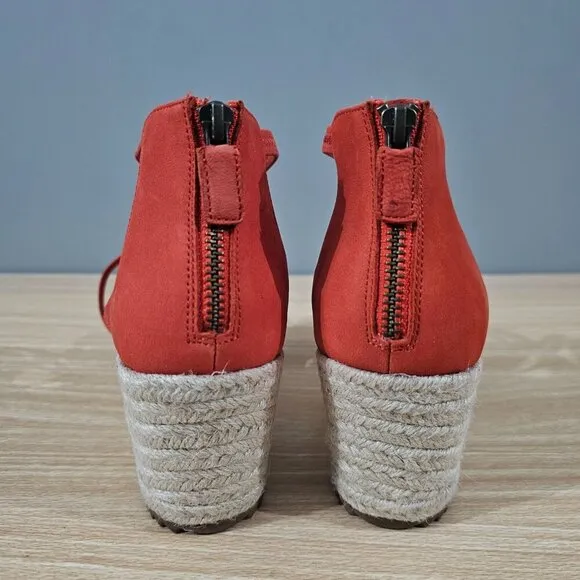NEW Eileen Fisher Wanda Espadrille Sandal Tangela Orange Suede Size 8