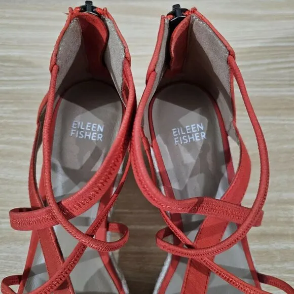 NEW Eileen Fisher Wanda Espadrille Sandal Tangela Orange Suede Size 8