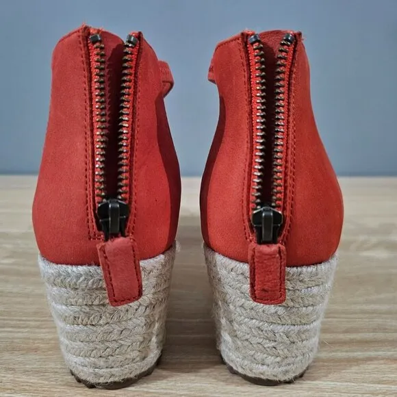 NEW Eileen Fisher Wanda Espadrille Sandal Tangela Orange Suede Size 8