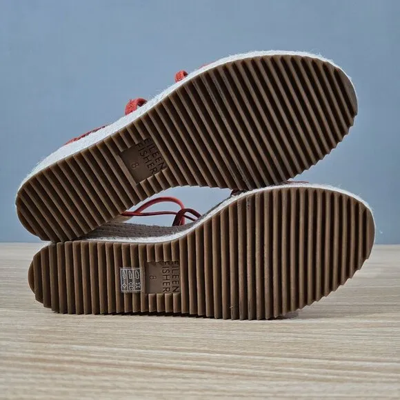 NEW Eileen Fisher Wanda Espadrille Sandal Tangela Orange Suede Size 8