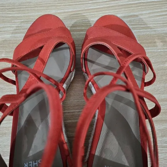 NEW Eileen Fisher Wanda Espadrille Sandal Tangela Orange Suede Size 8