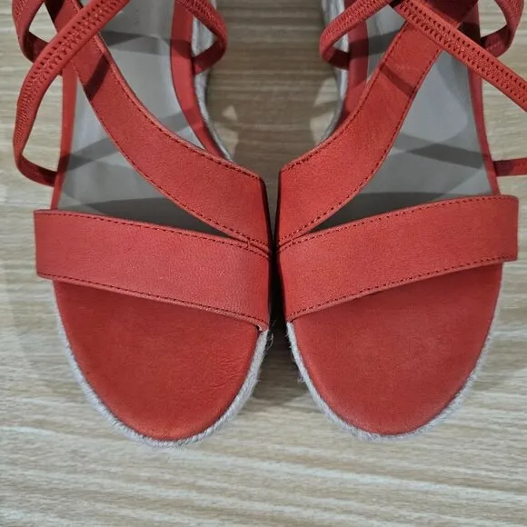 NEW Eileen Fisher Wanda Espadrille Sandal Tangela Orange Suede Size 8