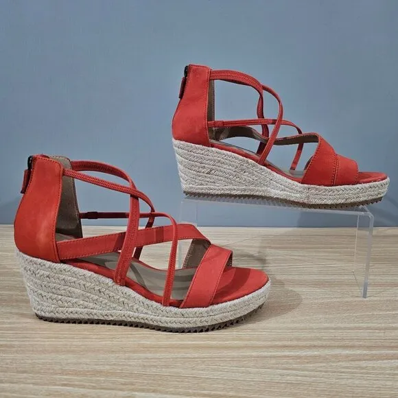 NEW Eileen Fisher Wanda Espadrille Sandal Tangela Orange Suede Size 8