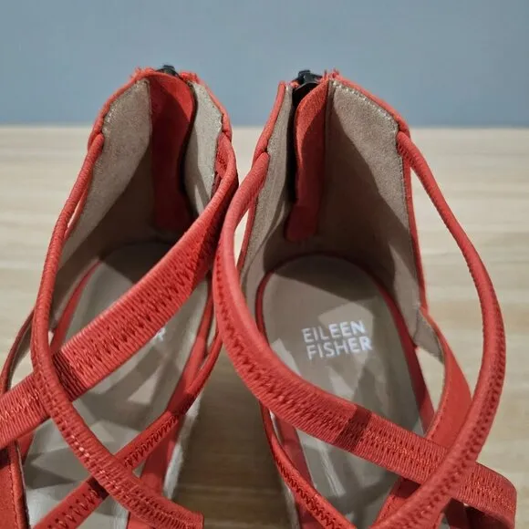NEW Eileen Fisher Wanda Espadrille Sandal Tangela Orange Suede Size 8