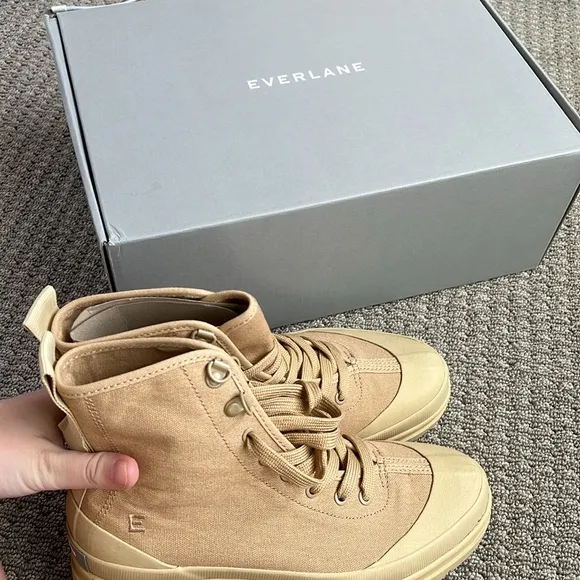 NEW Everlane Canvas Utility Combat Tan Lace Up Boots