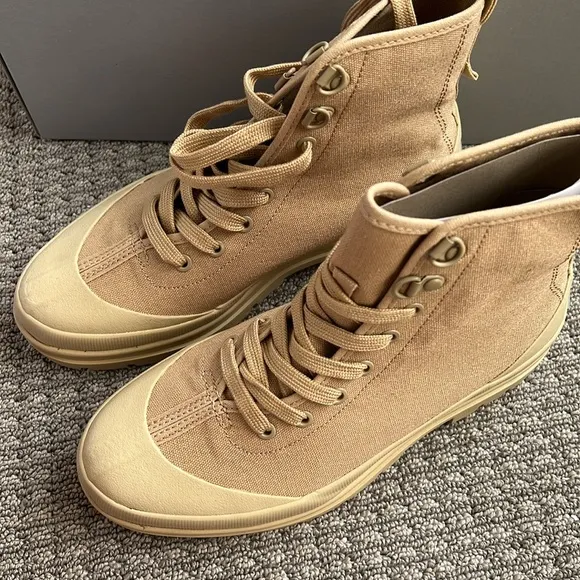 NEW Everlane Canvas Utility Combat Tan Lace Up Boots
