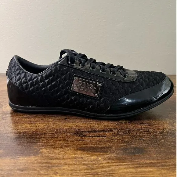 NEW Firetrap Dr Domello Trainer Sneakers 9.5 Mens Black Lace Up Shoes Quilted