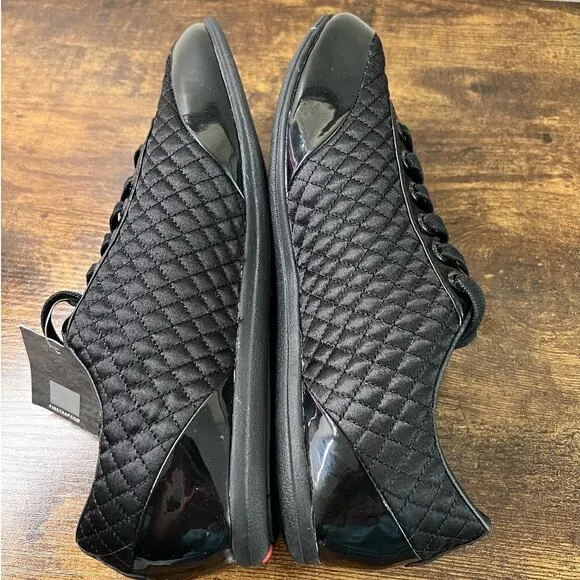 NEW Firetrap Dr Domello Trainer Sneakers 9.5 Mens Black Lace Up Shoes Quilted