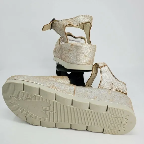 New Fly London Bano Leather Platform Wedge Sandals