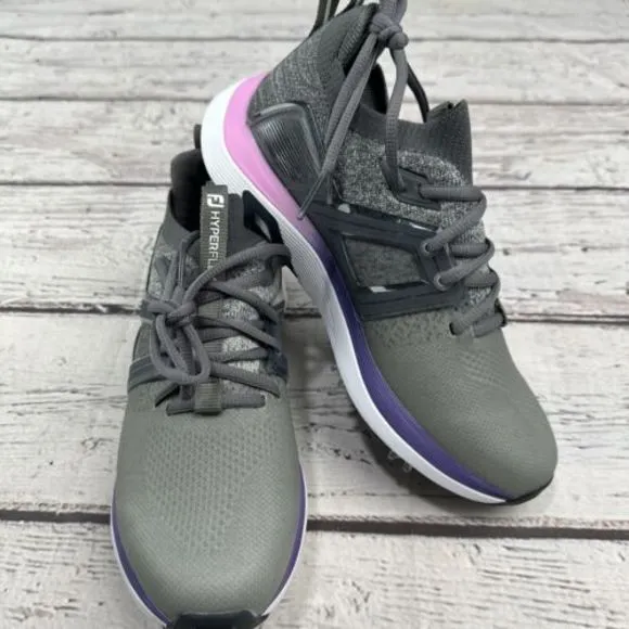 New FootJoy Ladies HyperFlex Cleated Shoes Gray/Pink/Purple Medium 7 No Box‎