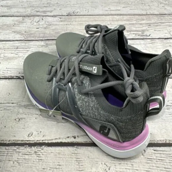 New FootJoy Ladies HyperFlex Cleated Shoes Gray/Pink/Purple Medium 7 No Box‎