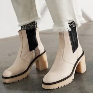 NEW Free people James Chelsea chunky boot white size 8 US heels boots shoes