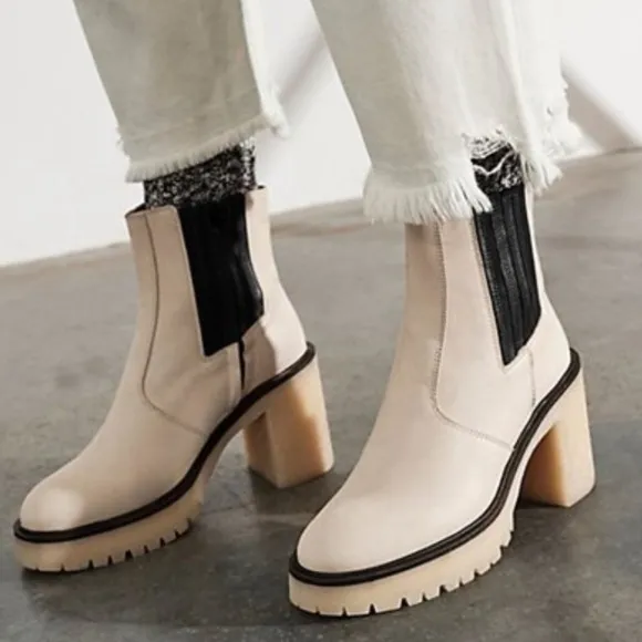 NEW Free people James Chelsea chunky boot white size 8 US heels boots shoes