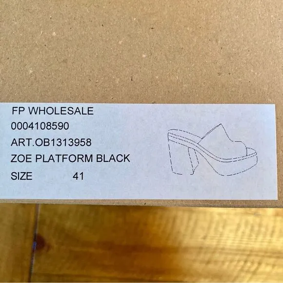 NEW Free People Zoe Platform Slide Sandals Black Noir Made in Italy Size 9.5